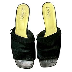 Henry Beguelin Made in Italy Black Pony Hair Heeled Mules – Size 39